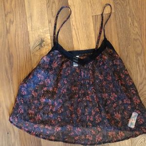 Sheer floral tank blouse